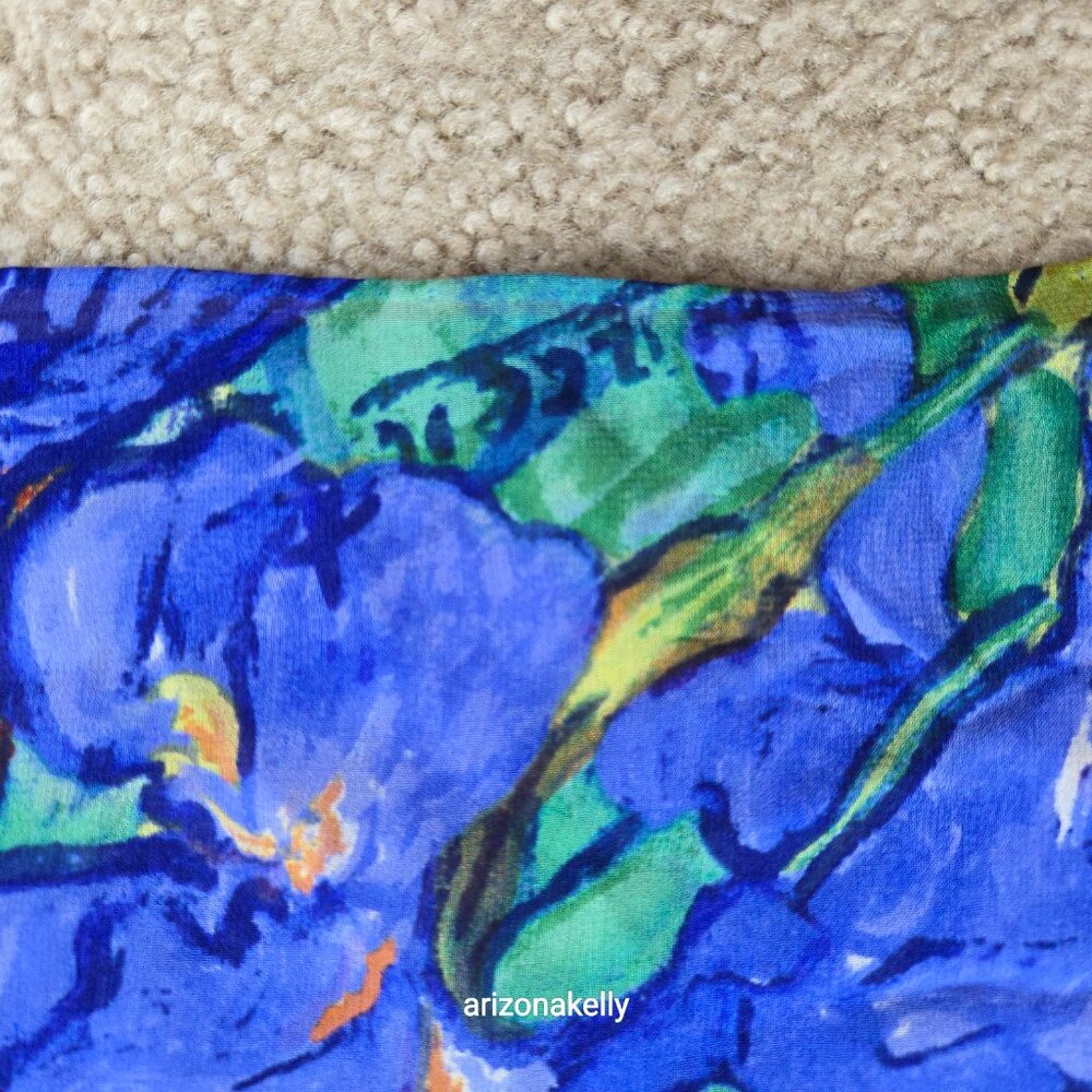 Van Gogh Silk Oblong Scarf Hand-Rolled Edges - Picture 10 of 10